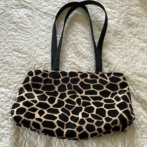 Shoulder bag Giraffe animal print Soft blanket/fur like feel Red interior dressy